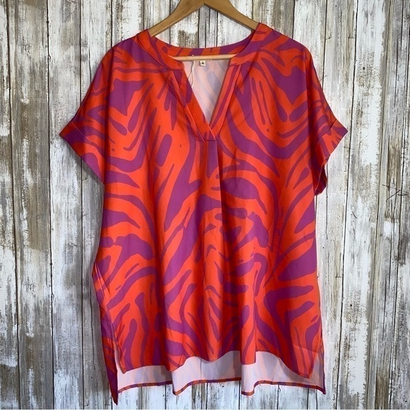 Jodifl Stacy Orange & Purple Tiger Oversized Blouse - Picture 2 of 5